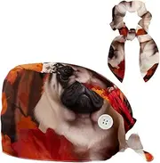 [YTYVAGT] Scrub Caps Women,Scrub Hats Suitable for Women,Autumn Maple Leaf Dog