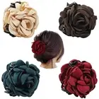 4 Pack Solid Rose Floral Flower Hair Claws Clips Clamps Hairpins Hair Bun Updo