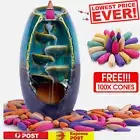 Smoke Backflow Mountain Waterfall Ceramic Incense Burner Holder + Free 100 Cone