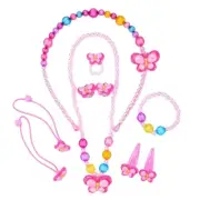 Girls Chain Necklace Rings Set Butterfly Jewelry Set Girls