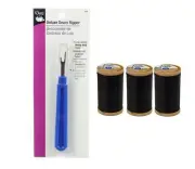 Coats & Clark Cotton Machine Quilting Thread 3 Spool Bundle + Seam Ripper ~BLACK
