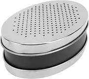 Cheese Grater, Stainless Steel Food Grater Box Dual Sided with Storage Container for Kitchen Outdoor, Portable Small Food Slicer for Cheese Ginger Vegetables (Black)