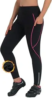[SPOEAR] Women's Thermal Fleece Cycling Pants Padded Cold Weather Compression Bike Tights