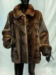 real mink fur demi buff jacket collared