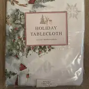 Happy Holiday Tablecloth 52 X 70 Red Barn Reindeer Farmhouse Christmas Tableclot