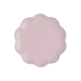 【Le Creuset】瓷器蕾絲花邊盤 22cm(雪紡粉)