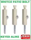 3 x PATIO BOLT WHITCO SLIDING DOOR PRIMROSE LOCKABLE W2206319C4 KEYED ALIKE