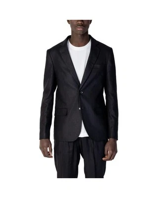 Antony Morato Black Linen Suit Classic Fit Men Suits & Blazers