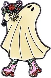 [NewZenro] Cute Funny Ghost Flower Enamel Pin For Women Girls Boy Novelty Cartoon Colorful Skate Brooch Pins Kawaii Lovely Lapel Badges Halloween Brooches Button Accessories For Backpacks Clothing Bags Hats,