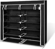 Shoe Cabinet with Cover Grey 115x28x110 cm Fabric,Shoe Storage Organiser,Cupboard Storage Footwear Stand Rack,Home Hallway Furniture(Black)