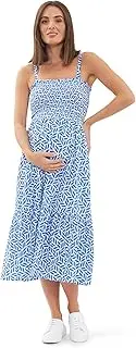 [Ripe] Maternity Capri Shirred Dress White/Lapis