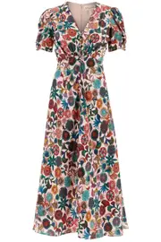 [SALONI] SALONI 'lea' long dress in printed silk 10 Multicolor