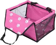 Foldable Car Pet Dog Seat Cover Made of Oxford Fabric with A Mesh Basket in Pink Color Ideal for Traveling and Protecting Car Seats