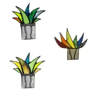 2 Combo, 3 Combo, Succulent Stained Glass Agave Glass Decorative (No Pots) fo...