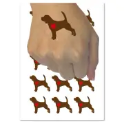 Beagle Dog with Heart Temporary Tattoo Water Resistant Fake Body Art Set