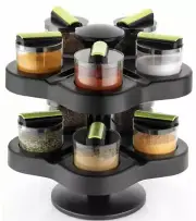 Multipurpose Revolving Plastic Spice Rack Storage Jar Condiment Set 10 Pc 250 ml