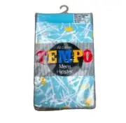 Vintage 80s Mens Tempo Aqua Yellow Print Cotton Hipster Briefs Underwear 95-100