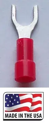(50 PC) 22-18 #10 STUD VINYL FORK SPADE TERMINAL ELECTRICAL CONNECTOR Made in US