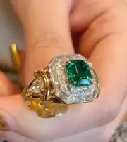1.65 Ct Square Cut Natural Emerald Diamond Engagement Ring 14K solid Yellow gold