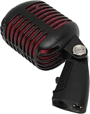 Professional Vintage Wired Microphone, Zinc Alloy Retro Dynamic Vocal Microphone with Self Tensioning Rotating Rack for Singing, Karaoke, and Stage, Includes Mic and Manual (Black)