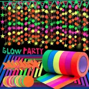 Glow Neon Paper Garland Balloon Glow Tape in The Dark Supplies Light Party UV