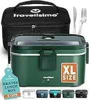 TRAVELISIMO Electric Lunch Box, 80 W Food Box, Warm Lunch, 1.8 L Heat Box for Food, 3-in-1 Lunch Box, Electric 12 V/24 V/220 V, Heat Container for Takeaway for Work, Car, Truck, Electric Lunch Box