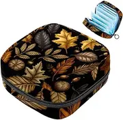 Period Bag,Sanitary Napkin Storage Bag,Autumn Nut Leaves,Tampon Holder for Purse
