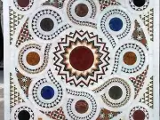 White Marble Console Dining Table Top Real Multi Stone Mosaic Art Outdoor Decor