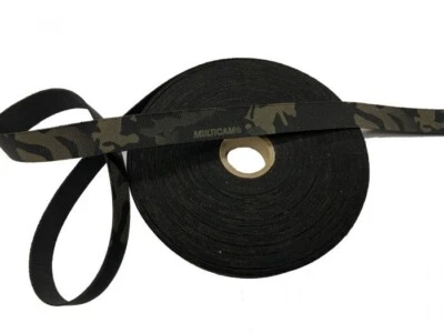 25mm / 1" Single Sided Crye Multicam Black Elastic ( Military Webbing MTP