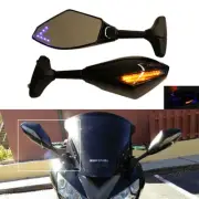 Motorcycle LED Turn Signal Side Mirrors For Kawasaki ZX6R Ninja 500 EX650R 250R
