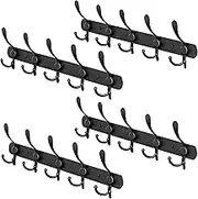 Black Coat Rack Wall Mounted - 16 Inch Heavy Duty Stainless Steel Matte Finish Wall Hook Rack - 5 Tri Coat Hooks for Hanging Towels, Bags, Hat - Bathroom Entryway - 4 Pack