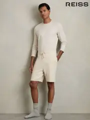 Reiss Oatmeal Melange Tyne Drawstring Fleece Lined Shorts (D01678) | $125