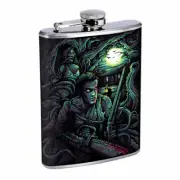Horror Chainsaw Moon Em1 Flask 8oz Stainless Steel Hip Drinking Whiskey