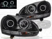 06-09 VW RABBIT JETTA DUAL CCFL HALO RIMS BLACK PROJECTOR HEADLIGHTS (for: Volkswagen)