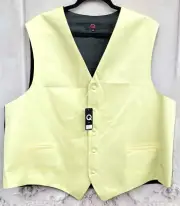 NEW Q Brand Men's 3XL Luxury Satin Pale Yellow Tuxedo Vest