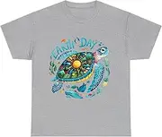 [Generic] Earth Day Sea Turtle Save The Planet Women Men Natural T-Shirt for Adults Crew Neck Short Sleeve Tee Shirt