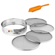 Stainless Steel 4 in 1 Interchangeable Sieve with Aata Scoop Set of 5