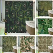 Extra Long Shower Curtain Leaf Tree Ring Waterproof Bathroom Curtain +12 Hooks