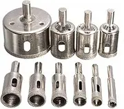 10pcs Diamond Coated Hss Drill Bit Set Tile Marble Glass Ceramic Hole Saw Drilling Bits for Power Tools 6mm-30mm Boring Tool