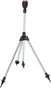 Happyyami 1 Set Heavy Duty Lawn Sprinkler with Metal Tripod Base Large Area Coverage Sprinkler for Easy Watering Gardens Patios and Yards