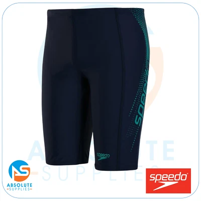 Speedo Sports Logo Panel Jammer Black / Powder Blue Boys, Quick Dry, Endurance