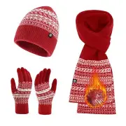 Womens Winter Beanie Hat Scarf Gloves Set, Touchscreen Gloves Long Scarf Thic...