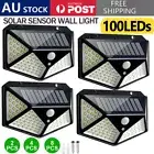 4/8X100LED Solar Power Light PIR Motion Sensor Security Outdoor Garden Wall Lamp