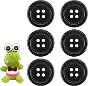 Buttons 6 pcs Black Buttons Sew on 20mm Large Round Buttons Flat 4 Holes 32L 32 Ligne Buttons for Cardigans, Coat, Sewing, Crafting Black