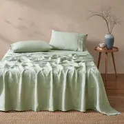 Natural Home Vintage Washed Hemp Linen Sheet Set Sage - Super King
