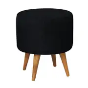 Manhattan Round Upholstered Ottoman - Black