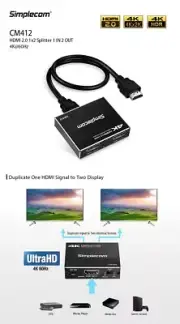 Simplecom CM412 HDMI 2.0 1x2 Splitter 1 IN 2 Out 4K@60Hz HDR10 2 AU Stock ✨