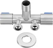 sourcing map 2 Way Garden Hose Splitter, 304 Stainless Steel 1/2" Heavy Duty Water Hose Connector Pipe Hose Adapter Faucet Adapter for Water Pipes Washing Machine Tap Shunt, Blue