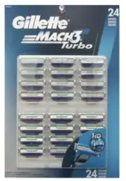 Mens Gillette MACH3 Turbo Refills Razor Blades - 24 Cartridges BLISTER
