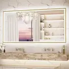 Extra Large LED Bathroom Mirrors Front Light Gold Aluminum Framed Vanity Mirror